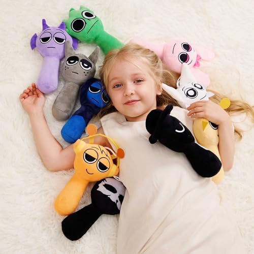 WMP® Sprunky Plush, Sprunky Game Plush Toys, 6PCS Plush Toys, Horror Games Plushies Toy for Fans, Soft Stuffed Animal Pillow Figure Doll Christmas Birthday Gifts Adult Kids (6 PCS 9" Plush Sprunky)