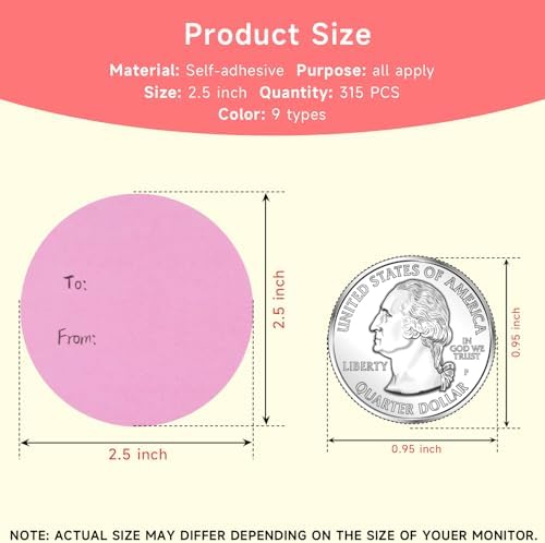 2.5 Inch Halloween to/from Stickers - 315 Pack Christmas Valentine Gift Labels, 9 Colors Easy Remove Circle Stickers Self-Adhesive Blank Seal Labels for Party Favors Marking