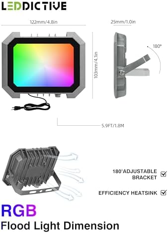 2 Pack RGB LED Flood Light 30W, 300W Equivalent 3000 LM Outdoor Landscape Flood Lights with 2 Remote, IP66 Waterproof Outdoor Light for Christmas Party Stage Uplight Wall Wash