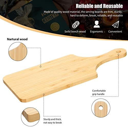 Zubebe 12 Pcs Bulk Wood Cutting Board with Handle Cutting Board for Laser Engraving, 11" x 5" Bamboo Serving Trays Charcuterie Trays for Customized Wedding Housewarming Mom Christmas Gift Party Favor