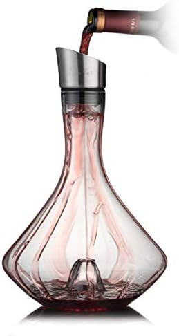 YouYah Wine Decanter Set,Red Wine Carafe with Built-in-Aerator,Wine Aerator,Wine Gifts for Christmas,Stainless Steel Pourer Lid,Filter,100% Hand Blown Lead-free Crystal Glass