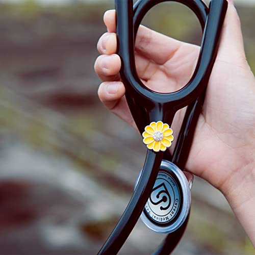 2 Pack Sunflower Bling Stethoscope Charms, Unique Stethoscope Id Name Tag for Doctor Nurse Christmas Gift