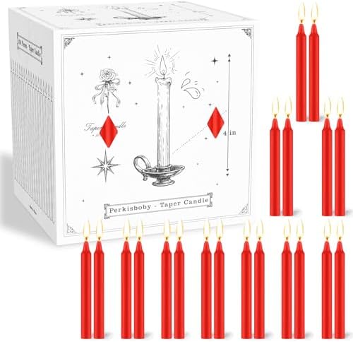 100 Pack Red Spell Chime Candles, 4 Inch Small Taper Candles for Rituals, Birthday Party, Witchcraft, Meditation, Wiccan Supplies, Prayer, Christmas & More