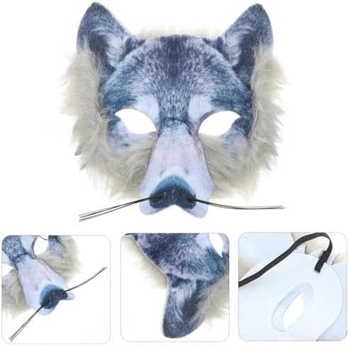 1Pcs Halloween Animal Face Mask - Wolf, Owl, Fox, Tiger Half Face Masquerade for Halloween