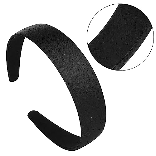 2 Pieces Satin Headbands 1 Inch Wide Hard Head Band Fashion Solid Headband Anti-slip Plain Hair Bands Diy Hair Accessories for Women Girls Halloween Christmas Valentine's Day