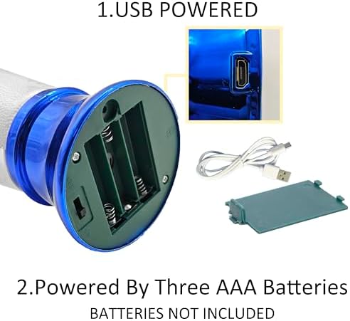 YAKii 10.5" Tornado Lamp LED Color Changing,Tornado Maker Science Toy, Battery/USB Cable Operated,Christmas Day Decoration Blue