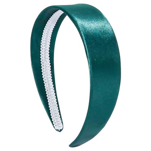 1.5 Inch Dark Green Headband for Women Non Slip, Satin Slik Headband Fashion Plain DIY Head Band Wide Hair Band for Girls Gift Holiday Hair Accessories Christmas