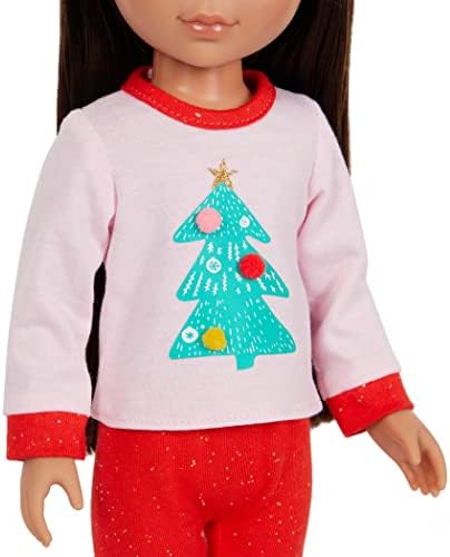 Glitter Girls – 14-Inch Doll Clothes – Festive Christmas Outfit with Slippers – FA LaLaLaLa, Sleepover Pajama