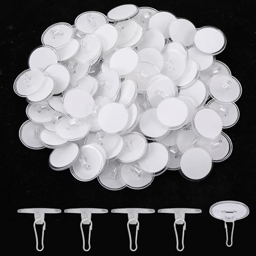 100 Pack Adhesive Removable Transparent Wall Hanger with Hooks, 0.79' Small Disc Sticky Ceiling Hooks for Festival Wedding Halloween Christmas Party Decor