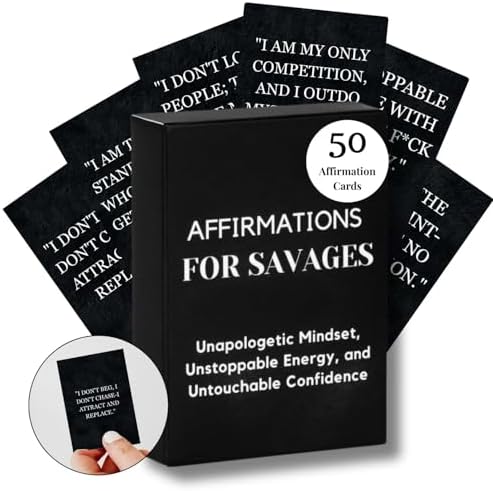 Isaac Liev Daily Positive Affirmation Cards for Women & Men – 50 Inspirational & Motivational Cards Set to Build Confidence and Unstoppable Mindset, Sinister Affirmation Cards, Best Birthday and Christmas Gifts for Women