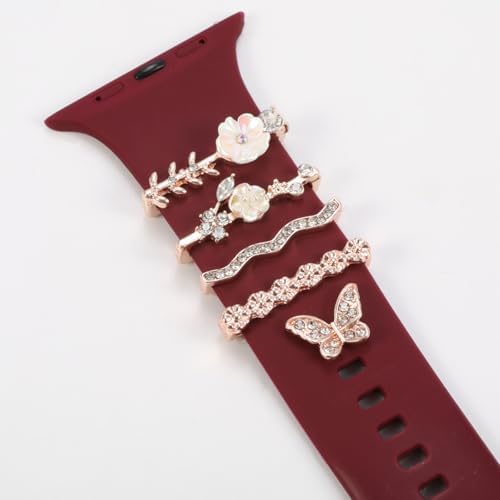 christmas watch charms with 12pcs Decorative ring Loops 3pcs watch stud,metal Diamond Sliding Strap Accessories Compatible with Apple watch Silicone bands iwatch Series Rhinstone ornament