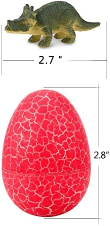 12 Dinosaur Eggs Toys, Surprise Pack with 12 Unique Dinosaur Figures,Goodie Bag Stuffers,Pinata fillers, Easter Eggs dongcoh,Carnival Prizes Treasure Box Christmas Stocking Stuffers Treasure Box