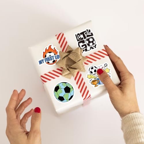 100 PCS Soccer Stickers, Vinyl Waterproof Sticker for Water Bottles Laptop Scrapbook, Soccer Gifts for Girls Boys, Soccer Party Favor and Christmas Stocking Stuffers for Kids
