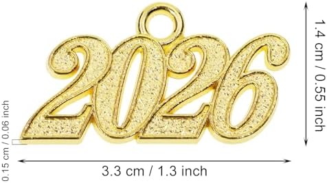 Shapenty Metal Year Signet 2026 DIY Pendant Charms for Graduation Tassels Bracelet Necklace Earrings Keychain Zipper Pulls Cellphone Craft Jewelry Making Christmas Party Decoration, 6PCS