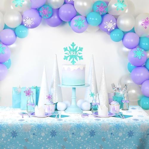 2 PCS Blue White Plastic Snowflake Tablecloth(54x108 Inch) Frozen Birthday Winter Wonderland Decorations Disposable Table Cover Tablecloths for Christmas Holiday New Year Party Favors Supplies Decor