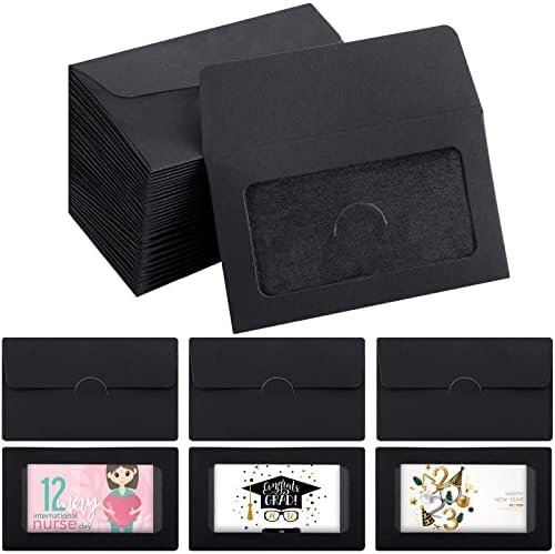 120 Packs Window Gift Card Envelopes Gift Sleeves Credit Size Business Invitation Card Envelopes for Christmas Thanksgiving Gifts, 3.9 x 2.4 Inch(Classic,Black)