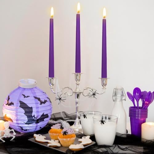 10 Inch Purple Taper Candles, 10 Pack Unscented Candlesticks for Dinner Wedding Christmas Seasonal Celebration and Home Decoration