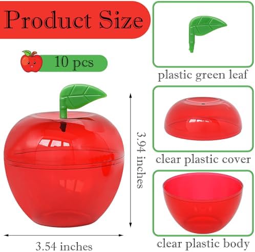 10 Pcs Large Plastic Apple Container Apple Shaped Candy Toy Gift Filled Containers for Christmas, Party, Valentine's Day, Wedding Decorations