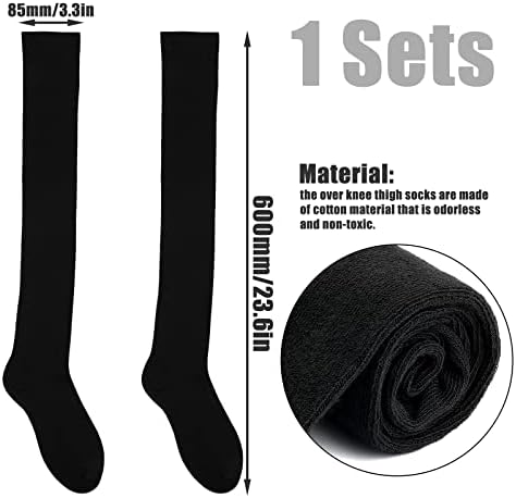 1 Pair Thigh High Socks, Cotton Soft Knee High Long Stockings Women Leg Warmers for Wednesday Christmas Cosplay