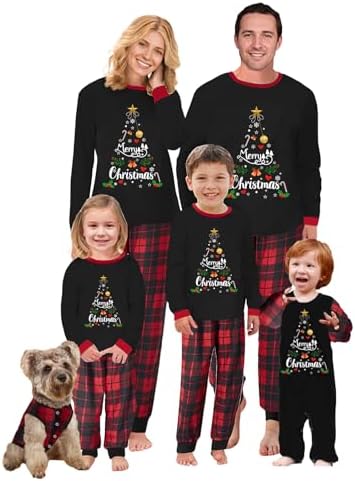 WephuPSho Christmas Family Pajamas Xmas Matching Family Pajama Holiday Pjs Xmas Jammies Sleepwear Set