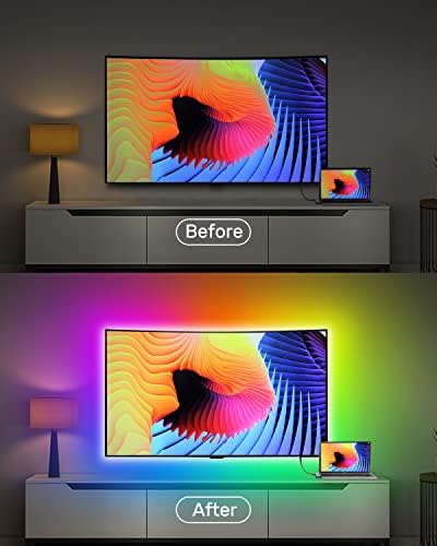 Daymeet TV Led Backlight, 9.8 FT LED Lights for TV 32-60 inch, ICRGB 5050 Rainbow Color TV Led Strip Lights USB Music Sync Bluetooth APP Control with Remote for Room Bedroom Christmas Decor
