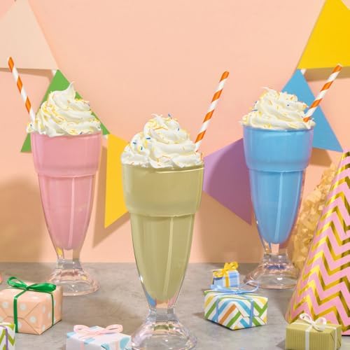 100 Packs Orange Biodegradable Striped Paper Straws, Disposable Drinking Straws for Birthday Carnival Summer Pool Party Wedding Baby Shower Halloween Christmas Party Decoration Supplies