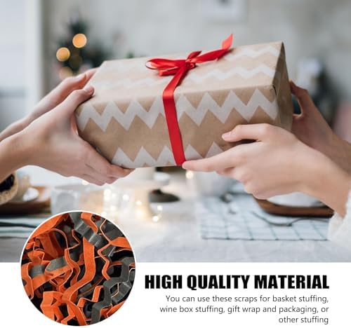 ZEBMOON 1 LB Black Orange Crinkle Cut Paper Shred Filler Great for Gift Wrapping, Halloween Basket Filling, Birthday, Wedding, Thanksgiving, Christmas Day, New Year Party Decorations Filling Supplies