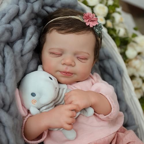 WOOROY Realistic Reborn Baby Dolls -18inch Lifelike Newborn Silicone Baby Girl with Full Body Vinyl,Christmas Birthday Gift with Accessories for Age 3+