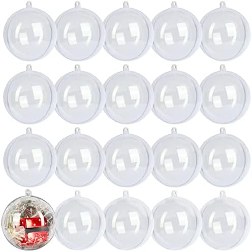 20 Pack Clear Plastic Fillable Ornament Ball 3.15''/80mm for Christmas,Holiday, Wedding,Party,Home Decor