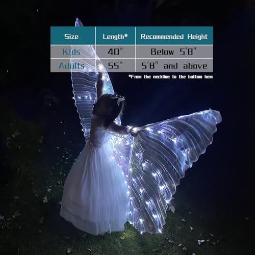 LED Butterfly Wings Light Up Fairy Wings Luminous Butterfly Costumes for Halloween, Christmas and Belly Dance