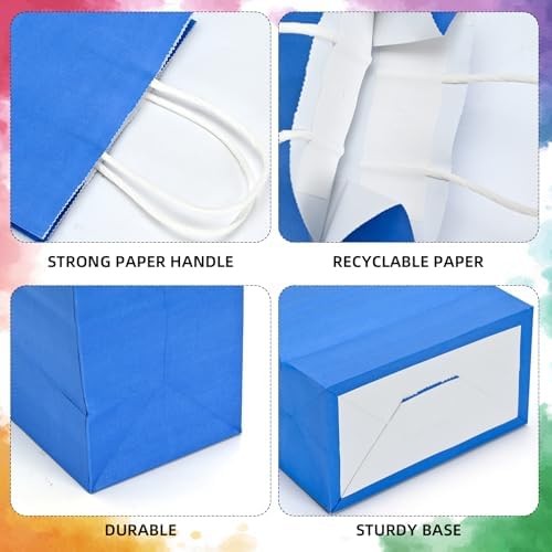 10 Pcs Paper Gift Bags with Handles, 8" Rainbow Color Goodie Bags for Party, Christmas, Favor, Birthday, Wedding, Events, Classrooms, Celebrations