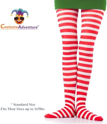 Red and White Striped Tights Candy Cane Elf Tights Christmas Pantyhose Stockings White and Red Striped Pantyhose for Women - Standard Size