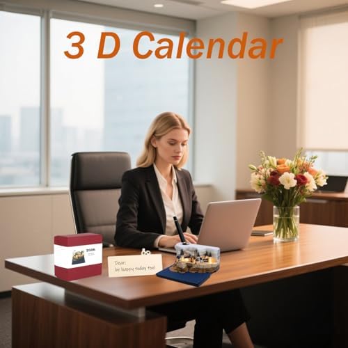 3D Calendar 2026,Time Piece Calendar 2026,3 D Sticky Notes 2026 with Light, Magic Castle Artistic Notepad, Unique Gift for Birthday, Christmas, New Year, Desk Decoration for Home or Office