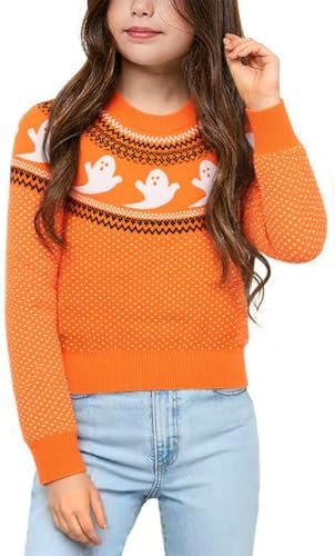 Qbily Girl's Fall Winter Pullover Sweater Casual Halloween Christmas Knitted Sweater 5-14 Years Boys