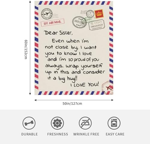 Sister Gifts Blanket for Sisters, Mother's Day, Super Soft Flannel Throw Blankets for Christmas, Valentines Day, Bed, Couch (50x60)