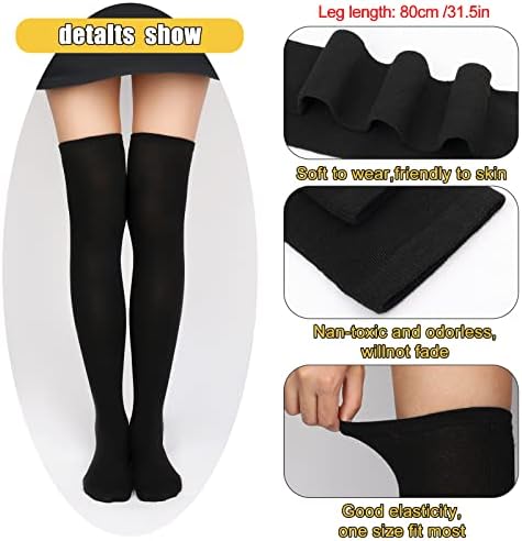 1 Pair Thigh High Socks, Cotton Soft Knee High Long Stockings Women Leg Warmers for Wednesday Christmas Cosplay