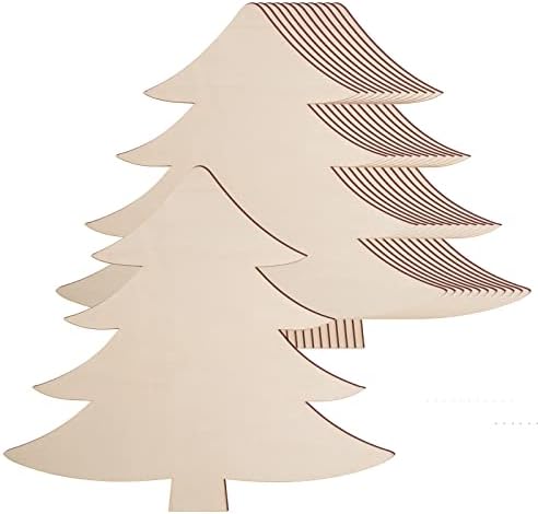 12 Pack Wooden Christmas Tree Cutouts for Crafts- 10 x 11 x 1/8 Inch- Christmas Unfinished Wooden Ornaments- Wood Tree Shapes for Xmas Party Decoration Supplies, Door Signs, Painting, Staining