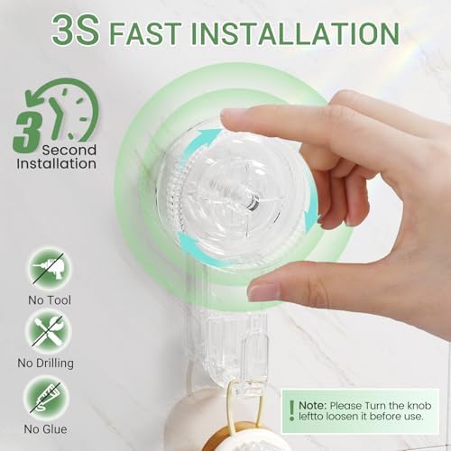 LUXEAR Suction Cup Hooks 4 Pack, Single Hook Design - Waterproof Vacuum Suction Hangers for Bathroom Kitchen, Removable Reusable PVC Suction Hooks for Towel Loofah Bathrobe Christmas Decor