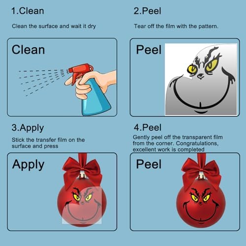 10 Pcs Christmas Face Stickers – Vinyl Transfer Stickers for Crafts, Ornaments, Cups, Jars, and Christmas Balls, Waterproof DIY Face Decals for Party Favors and Holiday Decorations – 2 x 2 in