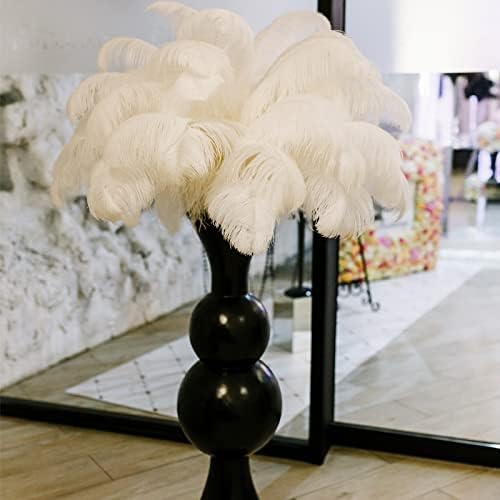 XunYee 100 Pcs Large Natural Ostrich Feathers Plumes Bulk for Centerpiece 16-18 Inch (40-45 Cm) Feathers for DIY Crafts Christmas Wedding Masquerade Party Decorations(White)