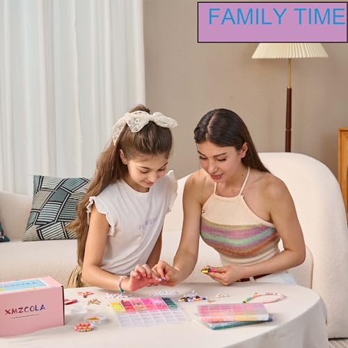 XMZCOLA Clay Beads Bracelet Making Kit, 144 Colors Flat Polymer Friendship Spacer Heishi Beads for Jewelry Making with Letter Beads and Elastic Strings, 2025 Crafts Christmas Gift (144 Colors)
