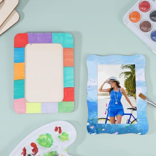 16 Pack Wooden Picture Frames for Crafts, 4" x 6" Photos Wooden Frames,Unfinished Picture Frame Craft for Christmas Birthday Party Wedding Gifts