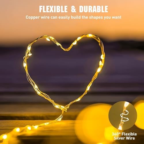 JMEXSUSS Warm White Battery Operated Fairy Lights: 50 LED Twinkle Christmas Tree Lights - 16ft Copper Wire Waterproof for Holiday Indoor Outdoor Decor