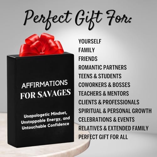 Isaac Liev Daily Positive Affirmation Cards for Women & Men – 50 Inspirational & Motivational Cards Set to Build Confidence and Unstoppable Mindset, Sinister Affirmation Cards, Best Birthday and Christmas Gifts for Women