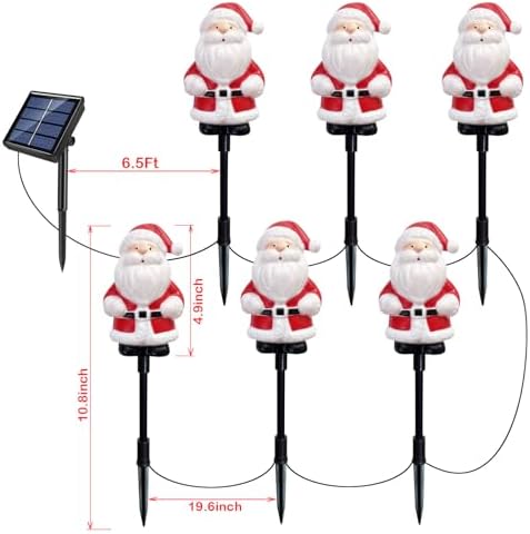 Upgraded 6-Pack Solar Christmas Garden Stake Lights, Outdoor Waterproof Solar Santa Claus Garden Stake Christmas Pathway Lights for Christmas Decorations Garden Lawn Pathway Patio (8 Modes)