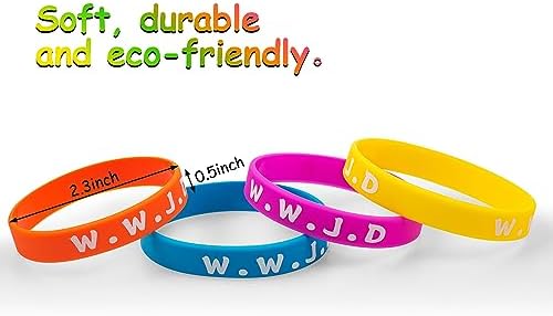 WWJD Rubber Bracelets Colorful What Would Jesus Do Silicone Wristbands for Men Women Party Favors Christian Jesus wwjd Inspirational Bracelet Motivational Bracelet Christmas Gifts Church