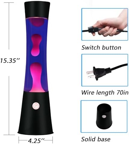 16" Purple Liquid Motion Lamp with White Wax Black Base for Adults and Kids, Large Magma Lamp as Home Office Bedroom Christmas Party Decoration, Mood Lamps for Girls Boys Teens as Night Light