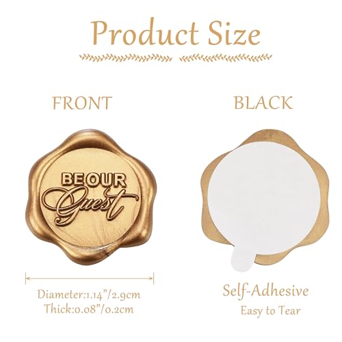 Yoption Be Our Guest Wax Seal Stickers, 50 Pack Envelope Seals, Self Adhesive Antique Gold for Wedding Invitations, Party, Christmas, Gift Wrapping