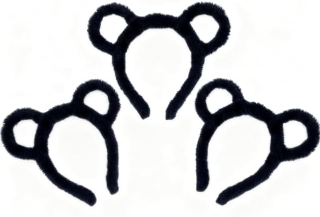 Yolyoo 3pcs Chipmunk Ears Headband Mouse Ears Fuzzy Mouse Headband Cosplay Animal Halloween Christmas Costume