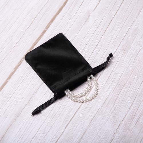 12pcs Black Velvet Drawstring Bags 3x4 inches Small Velvet Cloth Gift Bags Jewelry Pouches for Storage Wedding Party Favor Christmas